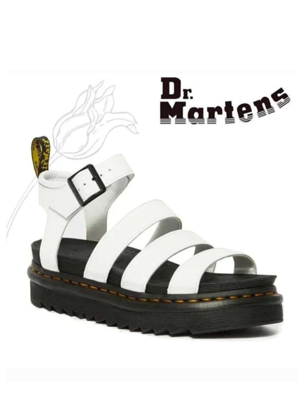 Dr. Martens White Blaire Hydro Leather Sandal
